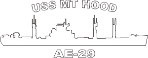 Ammunition Supply Ship AE, Mount Hood Class Silhouette (White) Decal