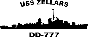 USS Zellars DD 777 an Allen M Sumner Class Destroyer (Black) Decal
